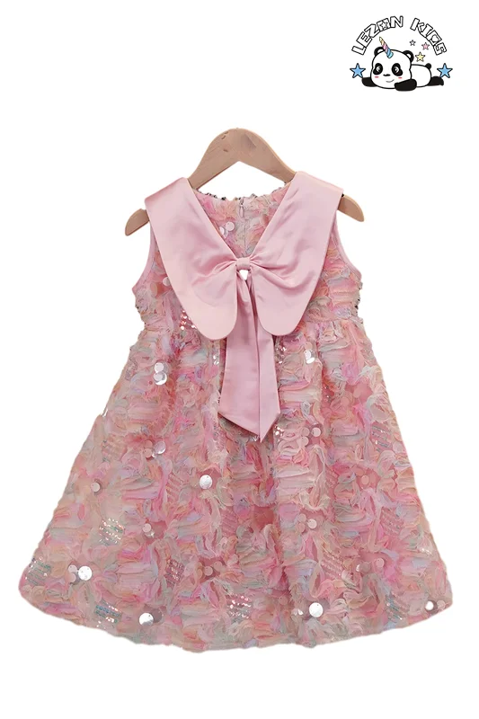 LEZONKIDS - Summer Special Style Clothing Sleeveless Sequin Party  Dress Flower Sweet Girls Dress